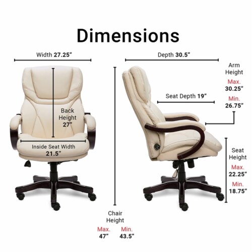 Serta Big and Tall Executive Office Chair in Ivory Bonded Leather