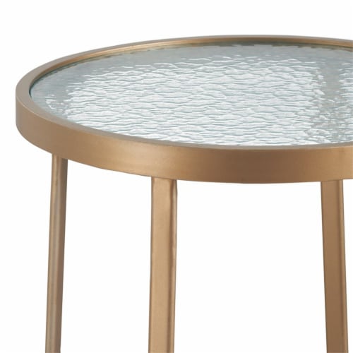 Elle Decor Mirabelle Outdoor Side Table in French Gold Perspective: bottom