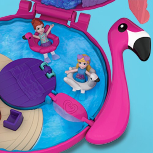 Mattel Polly Pocket Pocket World Flamingo Floatie Compact Playset Perspective: bottom