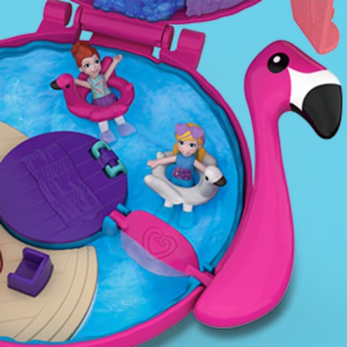 Mattel Polly Pocket Pocket World Flamingo Floatie Compact Playset Perspective: bottom