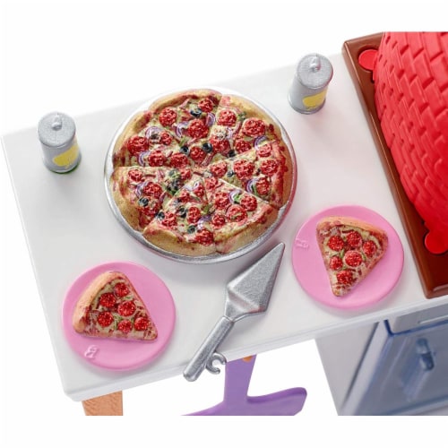 Barbie Outdoor Furniture Set with Brick Pizza Oven Plus Food and