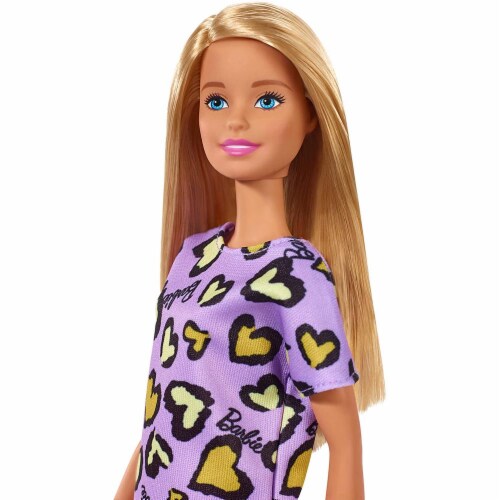 Mattel Barbie® Heart-Print Dress & Sneakers Blonde Doll Perspective: bottom