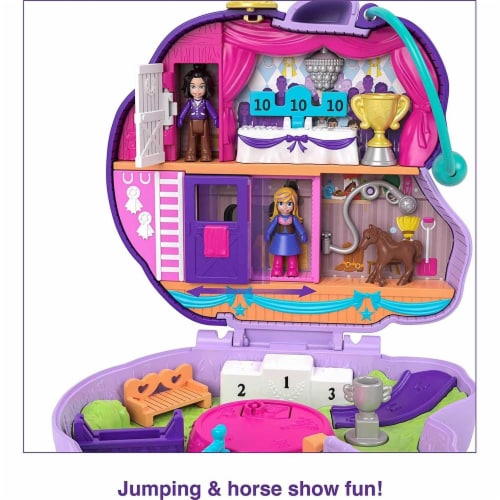 Polly Pocket Jumpin? Style Pony Compact with Horse Show Theme, Micro Polly Doll & Friend Perspective: bottom