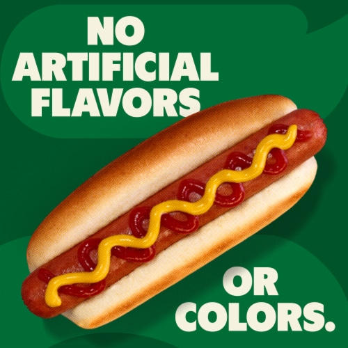 Nathan's Famous Skinless Bun Length Beef Hot Dog Franks Perspective: bottom