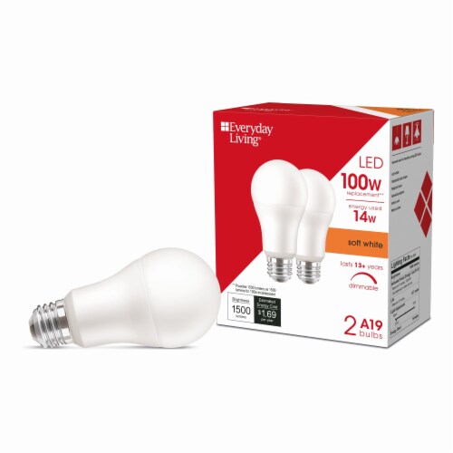 Everyday Living® 14-Watt (100-Watt) A19 LED Dimmable Light Bulb - Soft White (2700K) Perspective: bottom