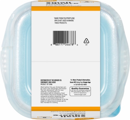Smart Way™ BPA-Free Plastic Small Square Food Storage Container - 5 pack Perspective: bottom
