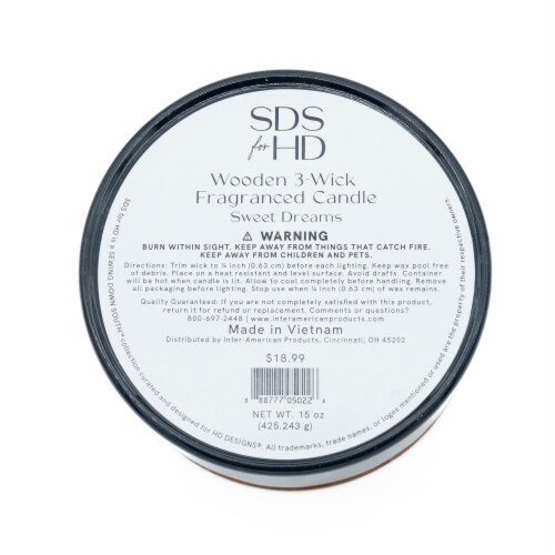 SDS for HD Designs 3 Wood Wick Candle with Logo Wood Lid Bering Sea - Blue Perspective: bottom