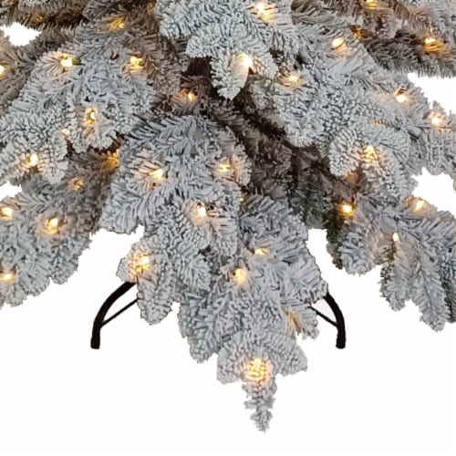 Holiday Home Snowy Fir Tree with Warm White LED Lights Perspective: bottom