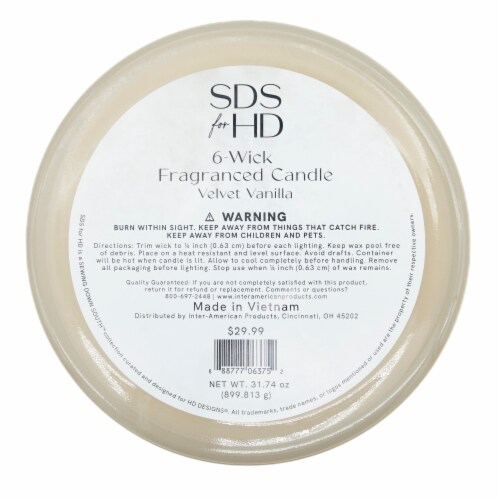 SDS for HD Designs 6 Wick Glass Jar Candle Velvet Vanilla - Ivory Perspective: bottom
