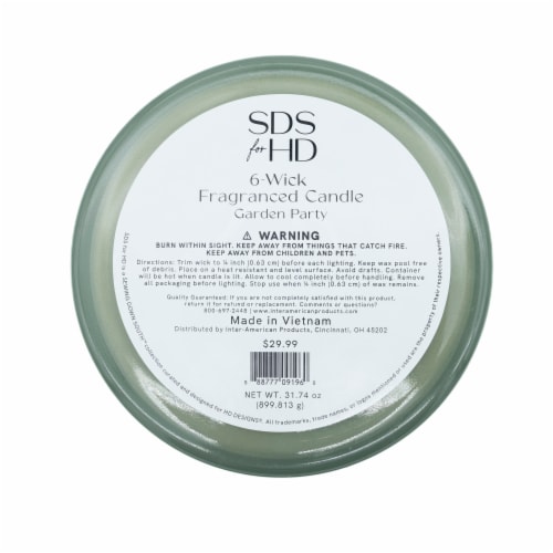 SDS for HD Designs 6 Wick Glass Jar Candle Garden Party - Loden Frost Green Perspective: bottom