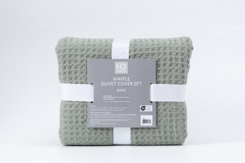 HD Designs® Waffle Duvet Cover Set - Green Perspective: bottom