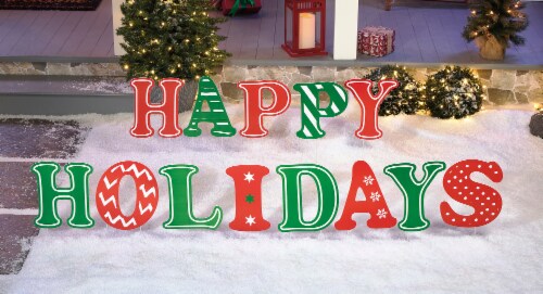 Holiday Home Corrugated Plastic Happy Holidays Sign Decorations Perspective: bottom