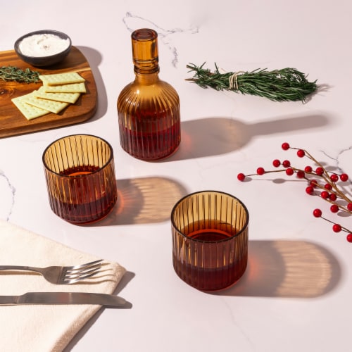 SDS for HD Designs Ribbed Glass Decanter Set - Amber Perspective: bottom