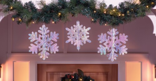 Holiday Home 3D Holographic Hanging Snowflake Decorations Perspective: bottom