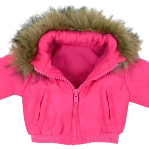 Sophia s Puffy Nylon Jacket with Faux Fur Trim Collar for 18 Inch