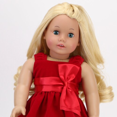 Sophia's - 18 Doll - Velvet Holiday Dress & Velvet Bow Shoe - Red/Black ...