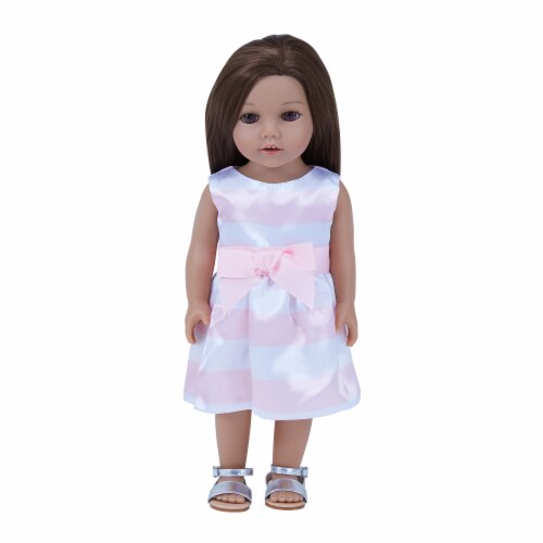 Sophia's Stripe Party Dress and Sandals for 18  Dolls, Pink/White Perspective: bottom