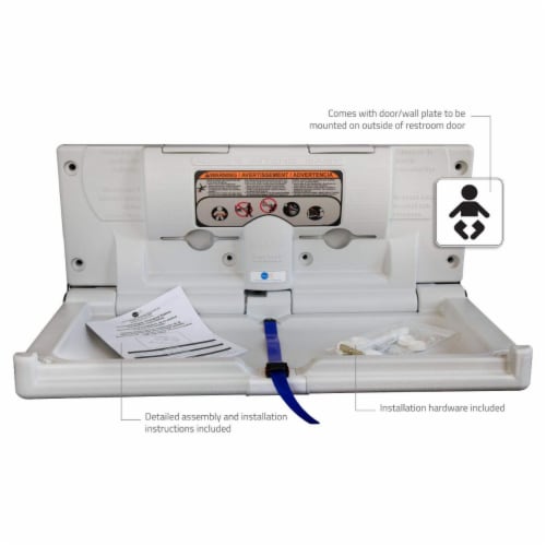 Karma Baby Wall Mounted Baby Changing Table Fold-Down Diaper Changing Station - White Perspective: bottom