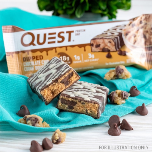 Quest Dipped Chocolate Chip Cookie Dough Protein Bars Perspective: bottom
