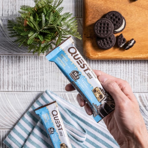 Quest Dipped Cookies & Cream Protein Bars Perspective: bottom