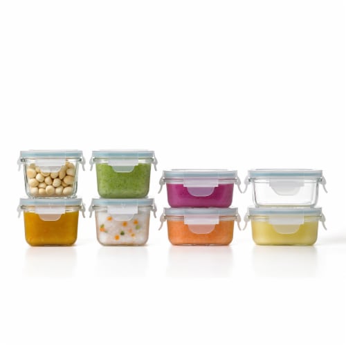 Glasslock Mini 5 and 7 Ounce Tempered Glass Food Storage Container Set, 8 Pieces Perspective: bottom