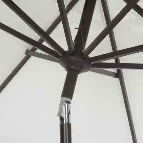 SAFAVIEH Outdoor Collection City Fashion 9-Foot Tilt Umbrella Beige / Navy Perspective: bottom