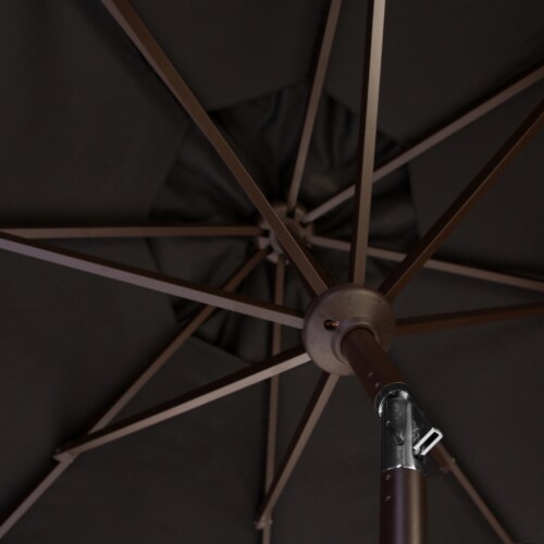 SAFAVIEH Outdoor Collection Ortega 9-Foot Tilt Crank Umbrella Black Perspective: bottom