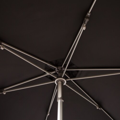 SAFAVIEH Outdoor Collection Hurst 9-Foot Push Up Umbrella Black Perspective: bottom