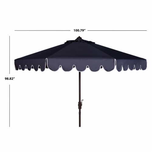 SAFAVIEH Outdoor Collection Venice Single Scallop 9-Foot Tilt Umbrella Navy/White Perspective: bottom