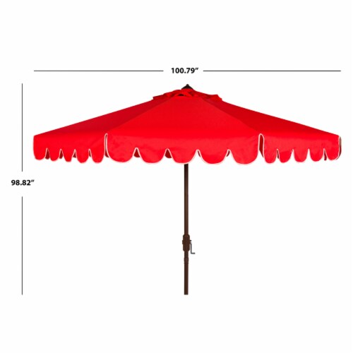 SAFAVIEH Outdoor Collection Venice Single Scallop 9-Foot Tilt Umbrella Red/White Perspective: bottom