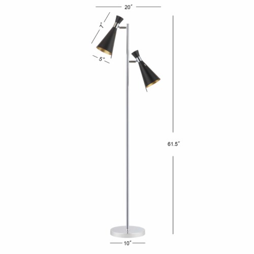 SAFAVIEH Efisio Floor Lamp | Chrome / Black | Perspective: bottom