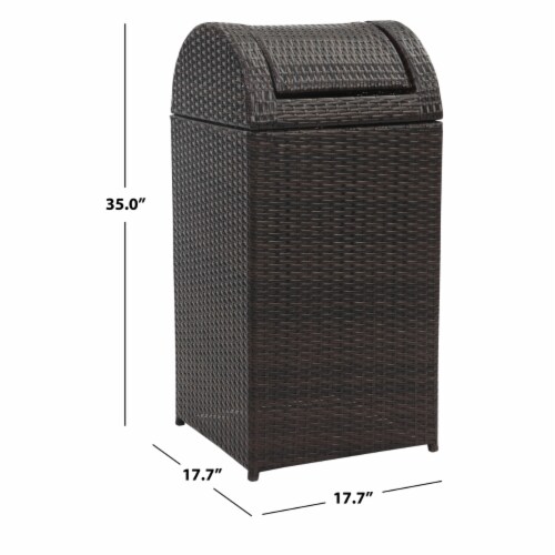 SAFAVIEH Outdoor Collection Bishop Outdoor Wicker 18 Gallon Trash Bin Brown Perspective: bottom