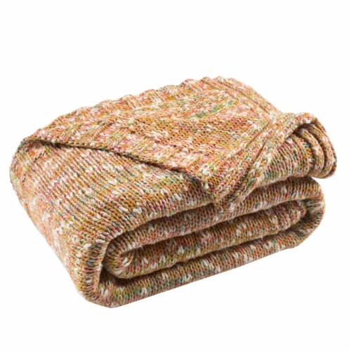 Safavieh Darling Knit Throw Blanket - Mustard/Ivory Perspective: bottom