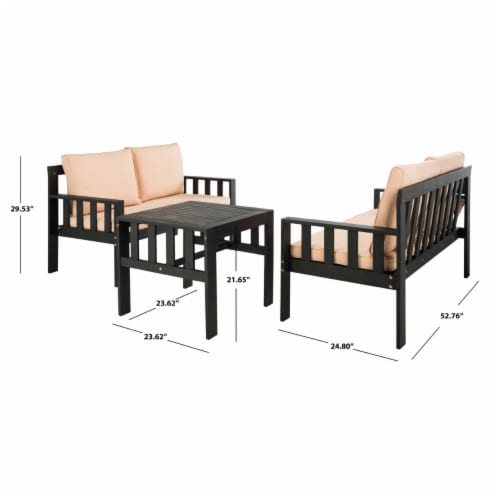 SAFAVIEH Outdoor Collection Lardner Living Set Dark Slate Grey/Sahara Beige Perspective: bottom