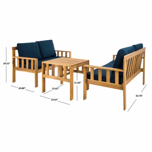 SAFAVIEH Outdoor Collection Lardner Living Set Natural/Navy Perspective: bottom