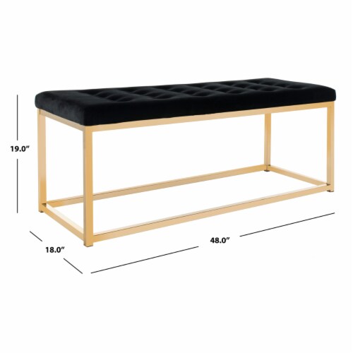 SAFAVIEH Reynolds Velvet Bench Black / Brass Perspective: bottom