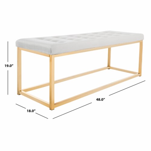 SAFAVIEH Reynolds Velvet Bench Grey / Brass Perspective: bottom