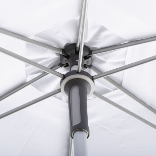 SAFAVIEH Outdoor Collection Hurst 9-Foot Push Up Umbrella White Perspective: bottom