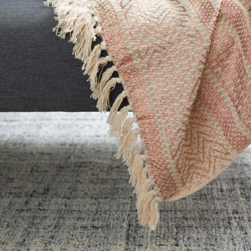SAFAVIEH Becks Fringe Throw Blanket Copper / Beige Perspective: bottom