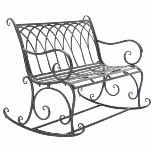 SAFAVIEH Outdoor Collection Ressi Rock Bench Black Rust Perspective: bottom