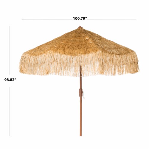 SAFAVIEH Outdoor Collection Tiki 9-Foot Crank Umbrella Tan Perspective: bottom