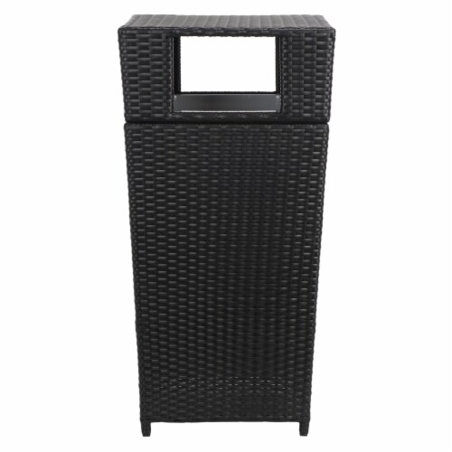 SAFAVIEH Outdoor Collection Mazeli Trash Bin Black Perspective: bottom