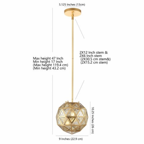 SAFAVIEH Relma 9 Inch Pendant | Brass | Perspective: bottom