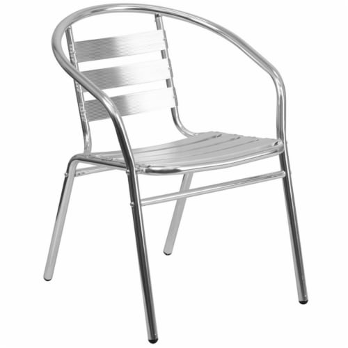Flash Furniture Aluminum Table with 2 Slat-Back Chairs Aluminum (TLH24RD017BCHR2) Perspective: bottom