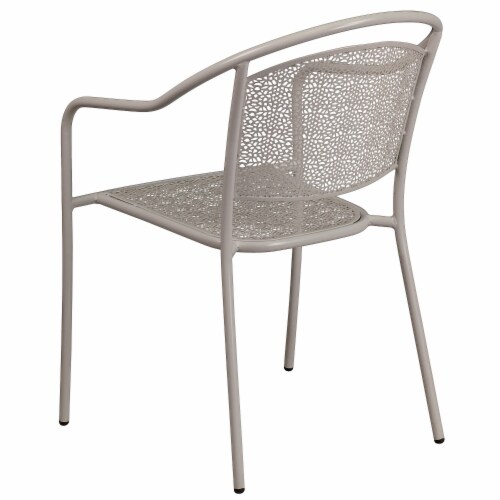 Flash Furniture Light Gray Indoor-Outdoor Steel Patio Arm Chair with Round Back [CO-3-SIL-GG] Perspective: bottom