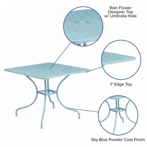 Flash Furniture CO-6-SKY-GG 35.5 in. Square Sky Blue Indoor & Outdoor Steel Patio Table Perspective: bottom