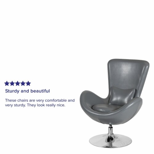 Flash Furniture Gray Leather Egg Series Reception-Lounge-Side Chair CH162430GYLEA Perspective: bottom