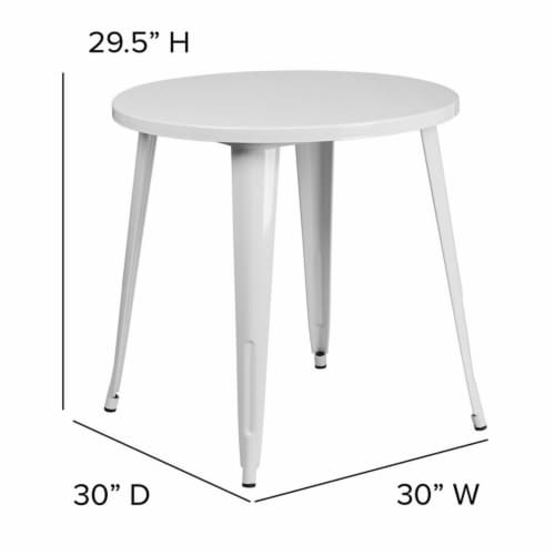 Flash Furniture CH-51090-29-WH-GG 30 in. Round White Metal Indoor & Outdoor Table Perspective: bottom