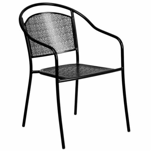Flash Furniture 3 Piece 28 Square Steel Flower Print Patio Dining Set in Black Perspective: bottom