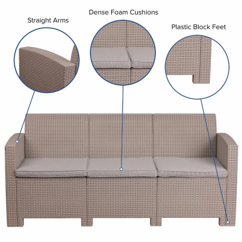 Flash Furniture Patio Lounge Sofa Light Gray (DADSF23) Perspective: bottom